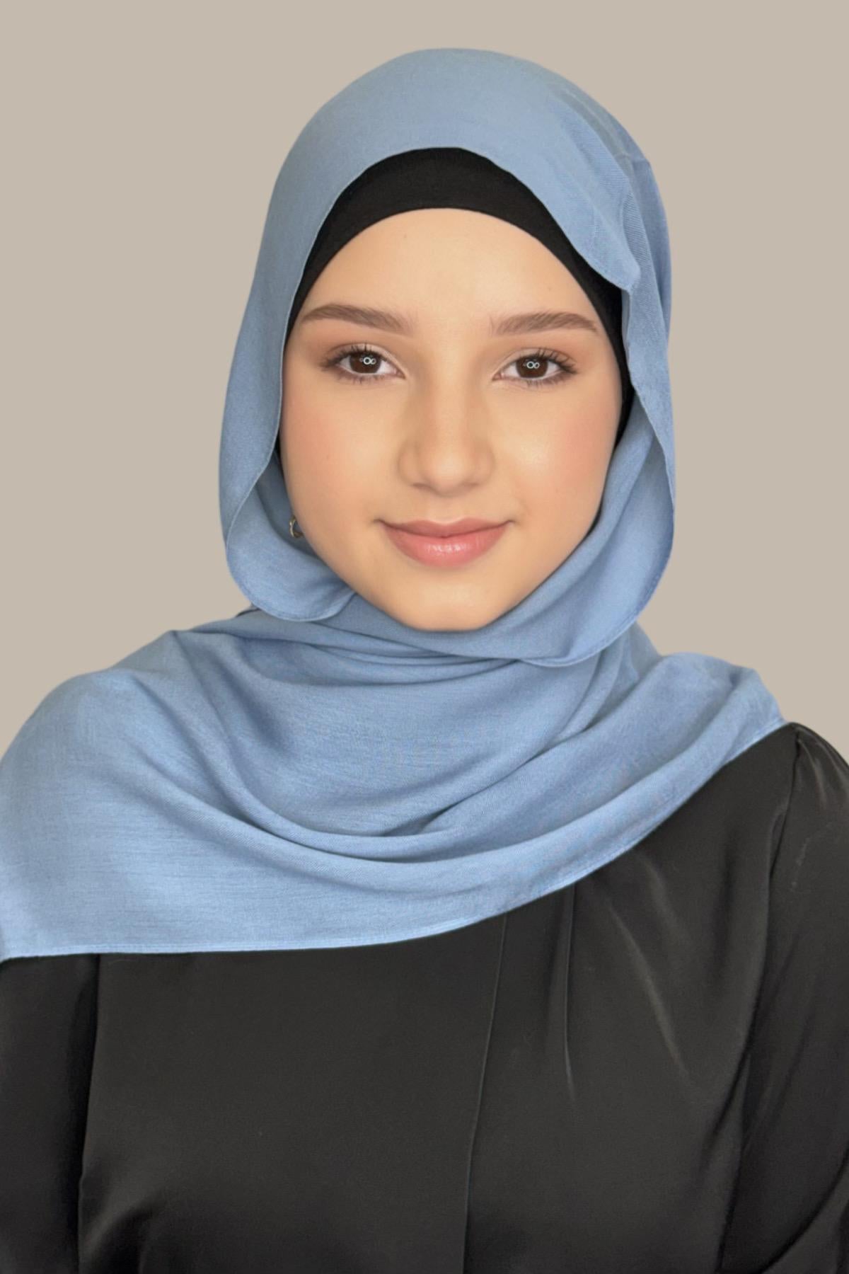 Modish Girl Cotton Modal Hijab-Steel Blue