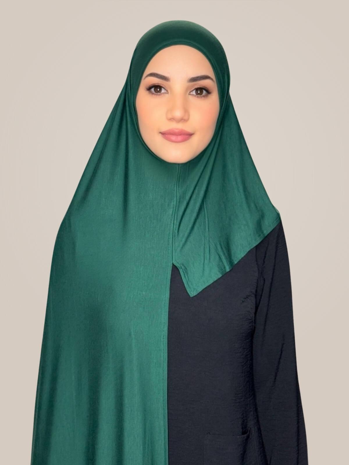 Pre-Sewn Jersey Hijab-Forrest Green