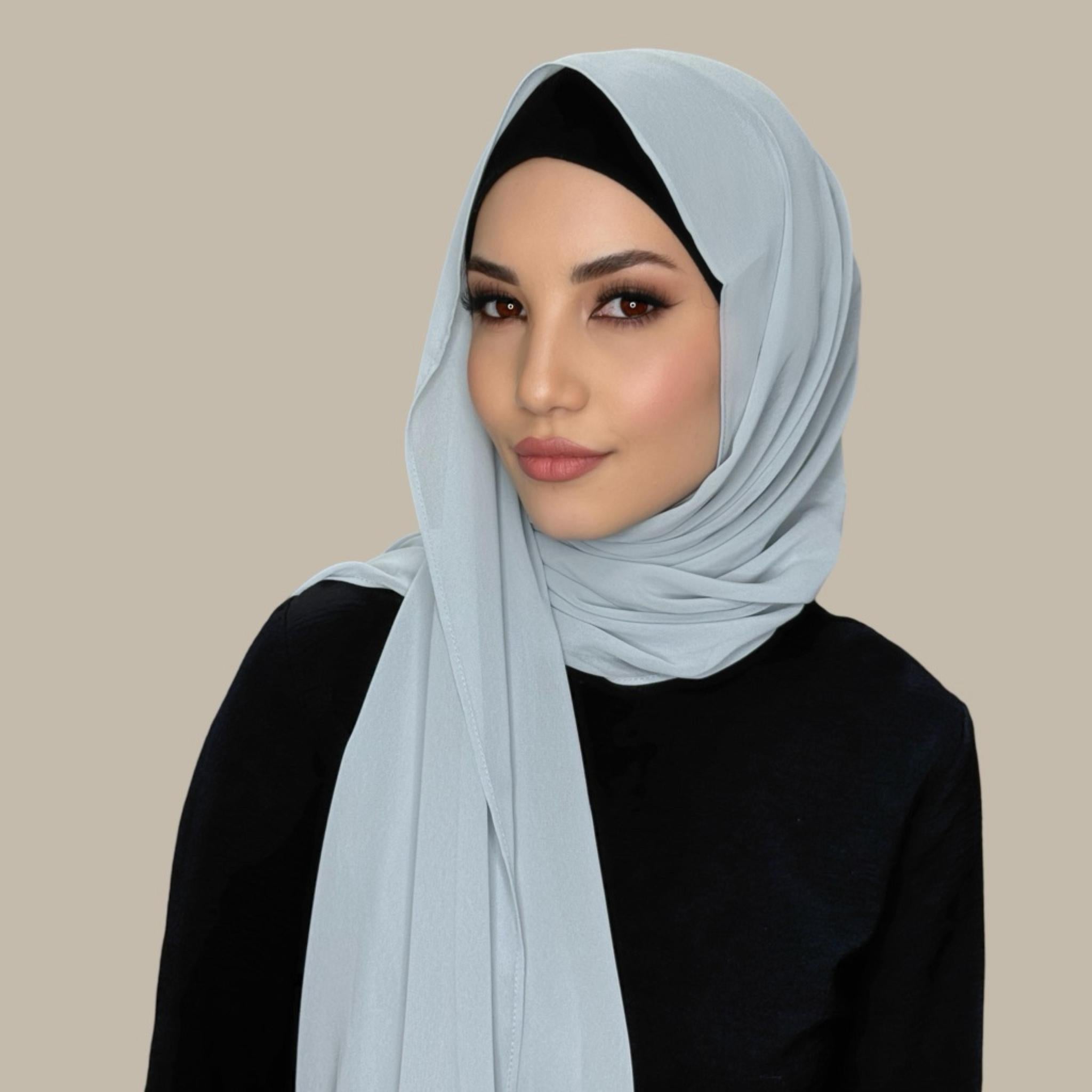 Luxury Chiffon Hijab-Grandma Grey