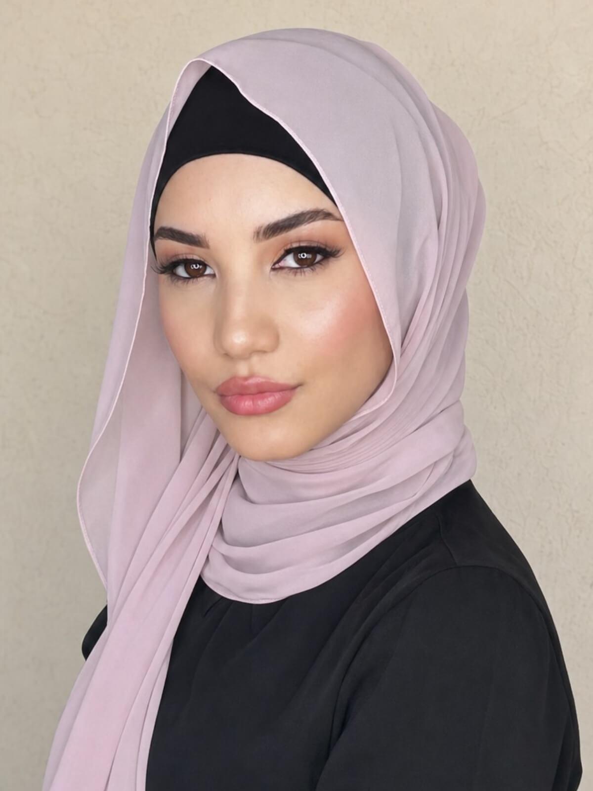 Luxury Chiffon Hijab-Rose Gold