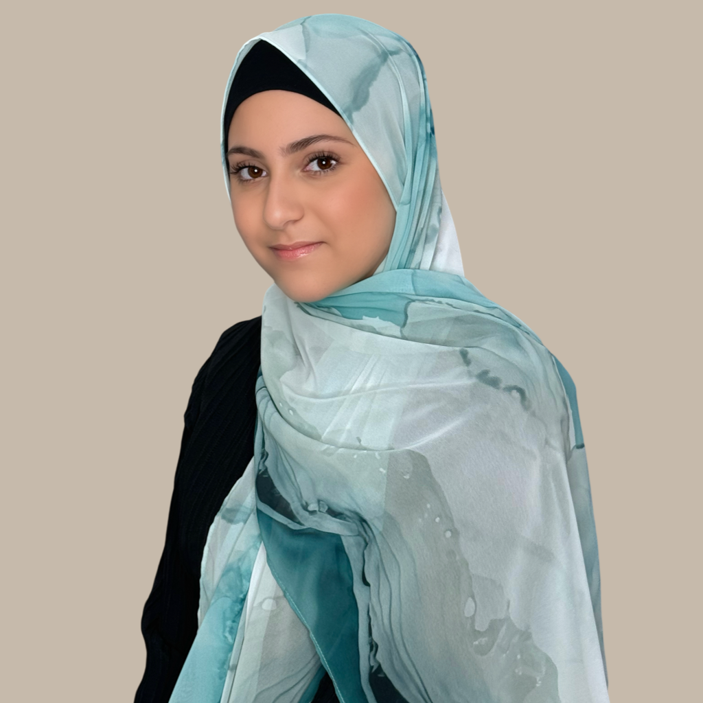 Modish Girl Printed Chiffon Hijab-Tidal Teal - Modish Hijab