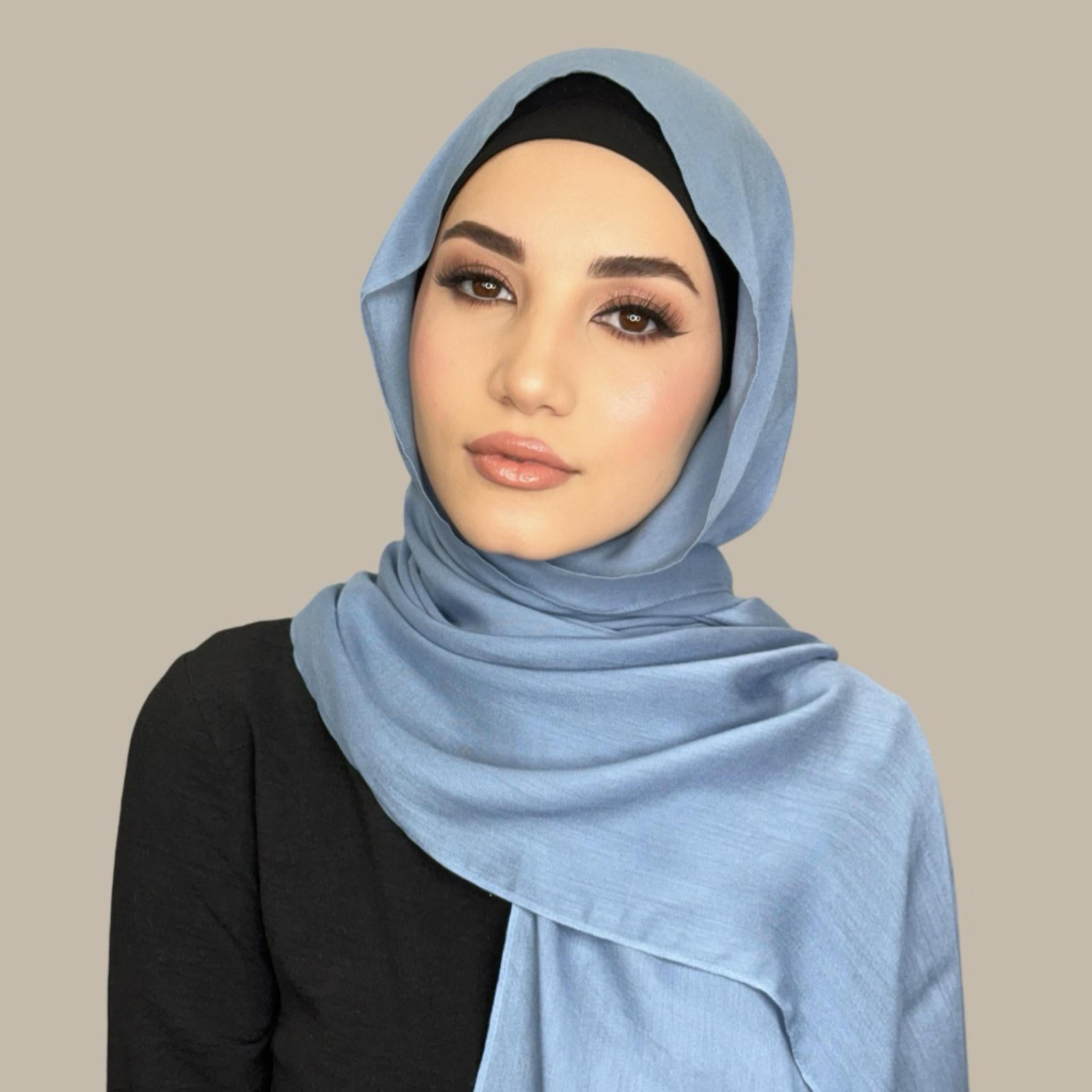 Cotton Modal Hijab-Steel Blue