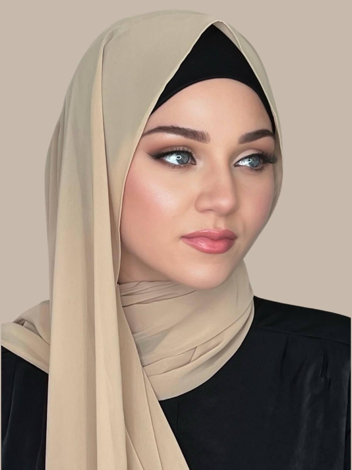 Luxury Chiffon Hijab-Frosted Almond