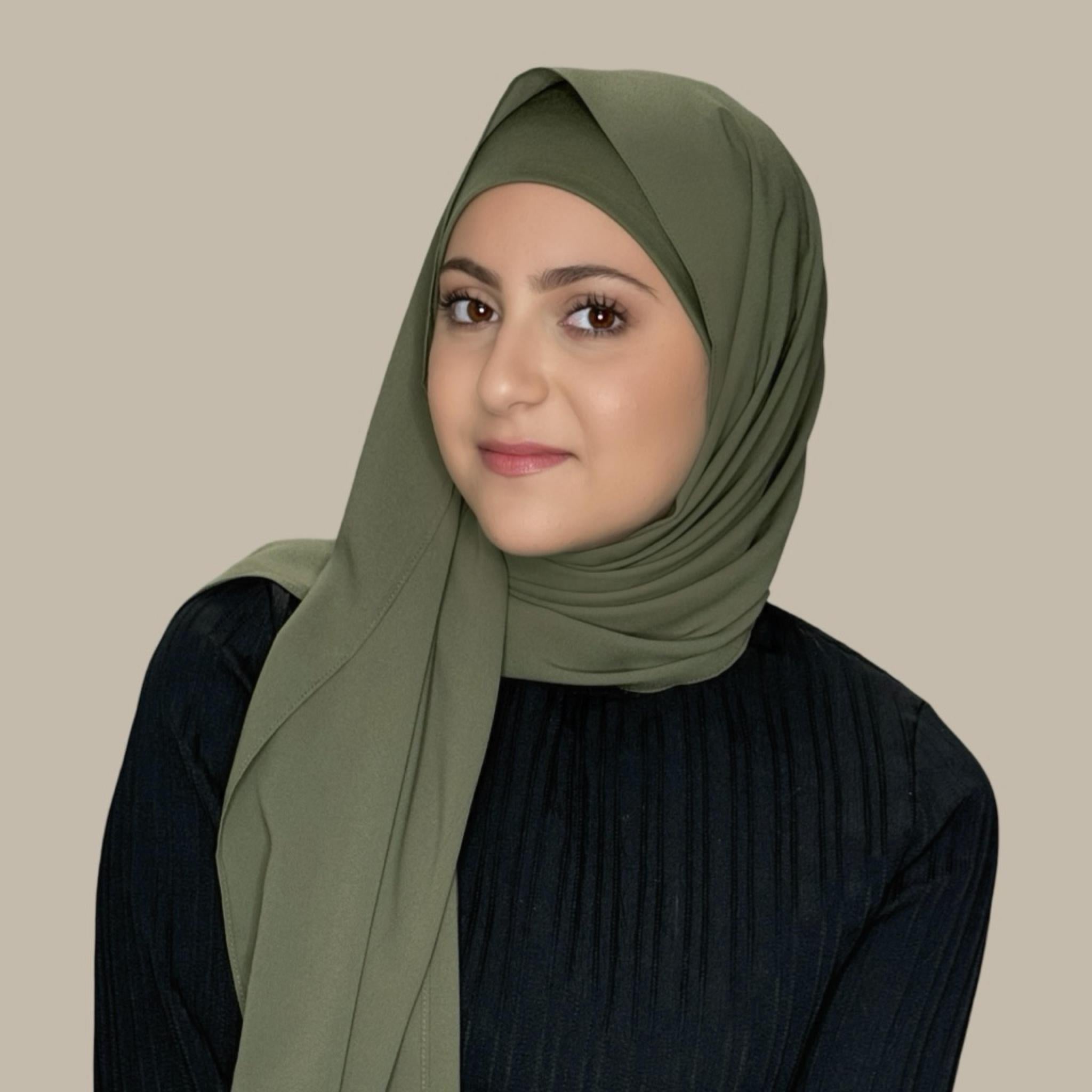 Modish Girl Matching Chiffon Hijab Set-Dusty Olive