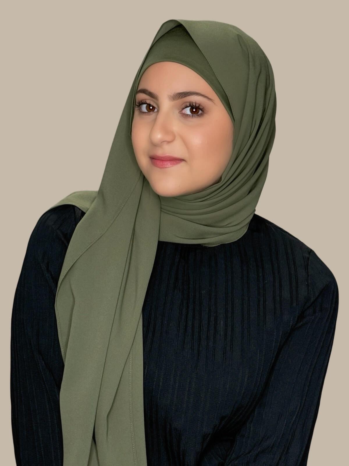 Modish Girl Matching Chiffon Hijab Set-Dusty Olive