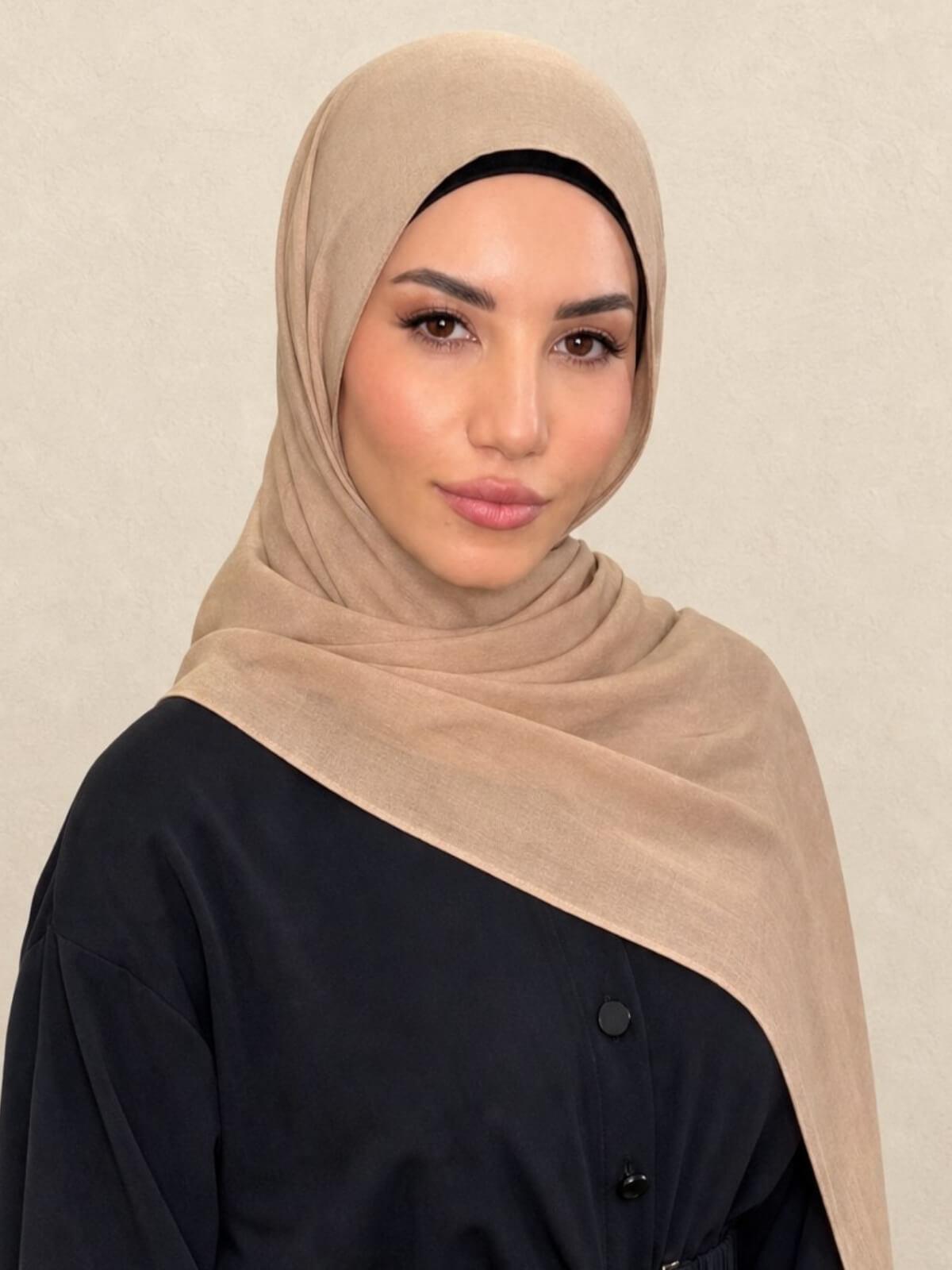 Cotton Modal Hijab-Tan