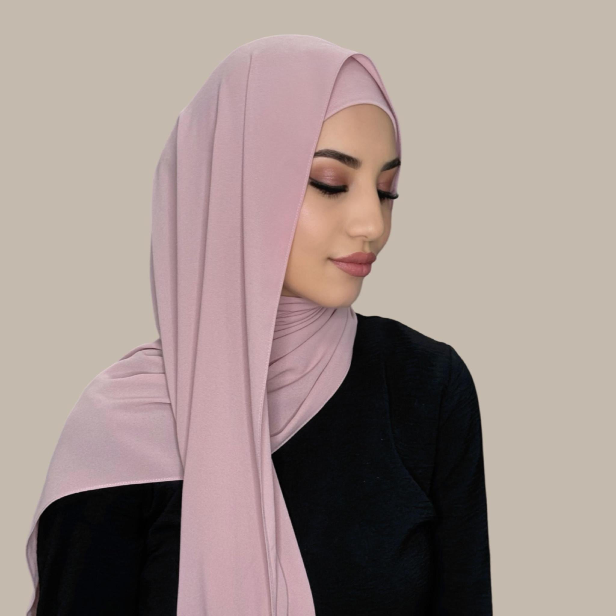 Matching Chiffon Hijab Set-Blush Rose