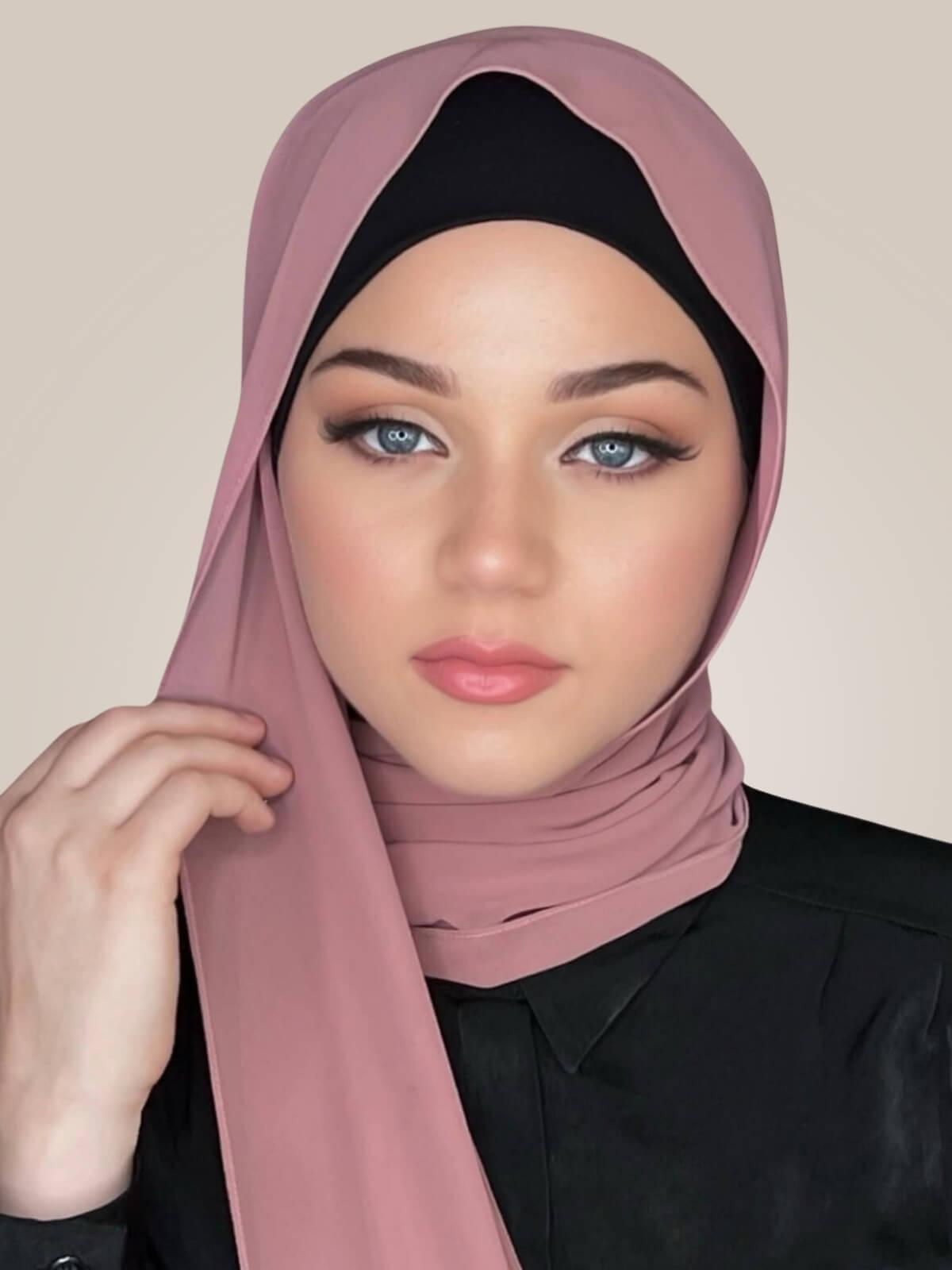 Luxury Chiffon Hijab- Rosey Brown
