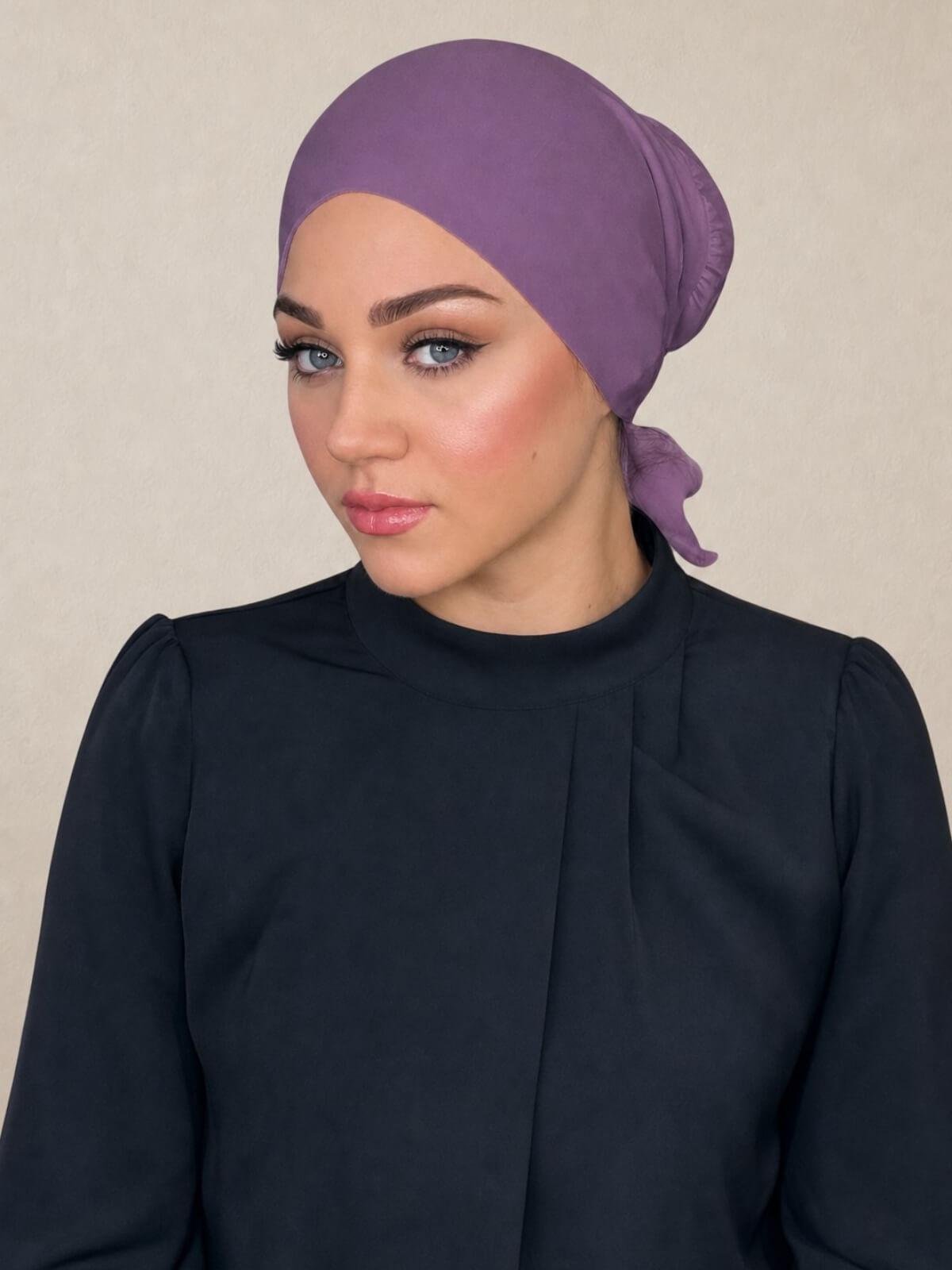 Tie back underscarf-Mauve Taupe
