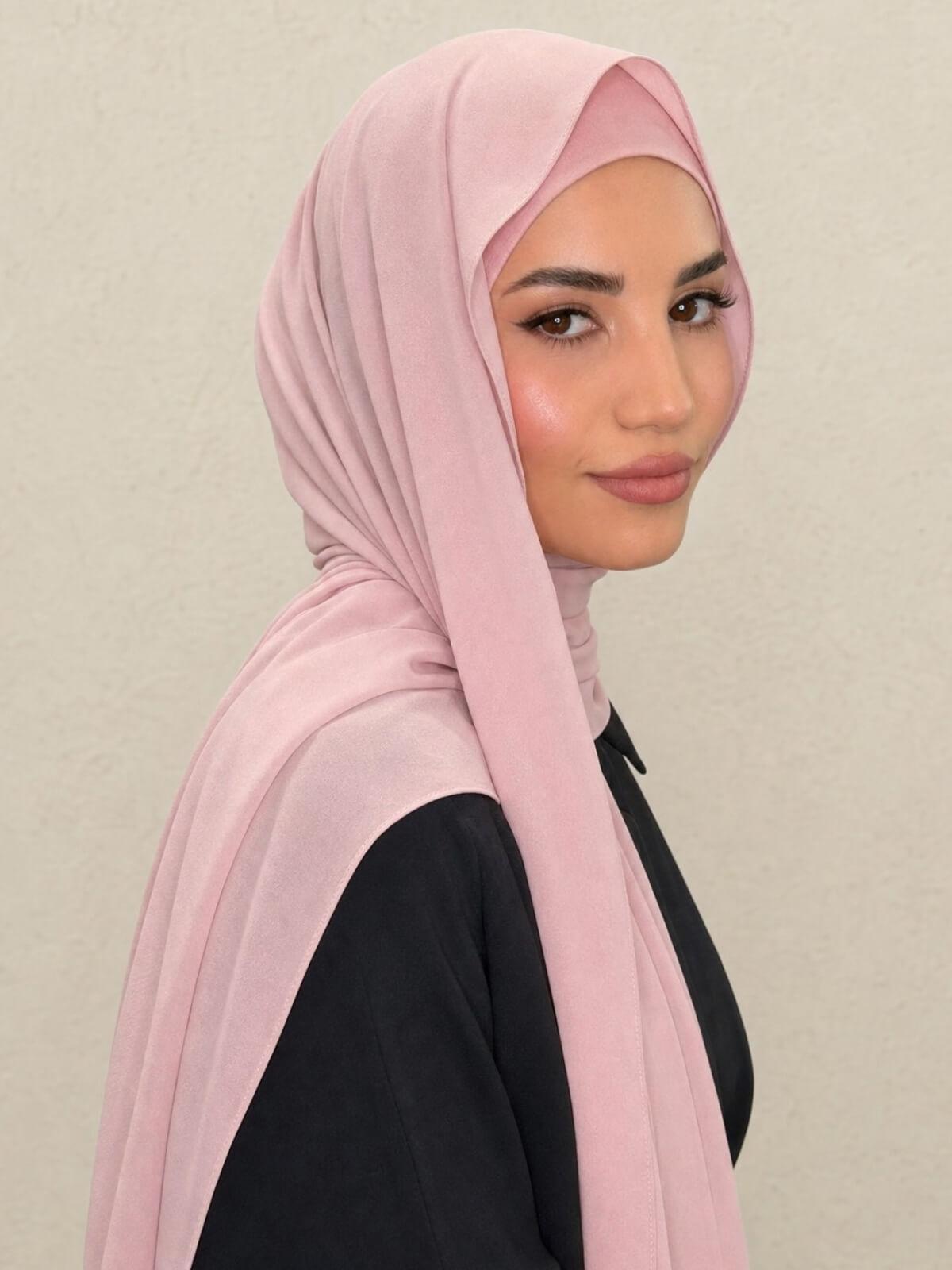 Matching Chiffon Hijab Set-Antique Pink