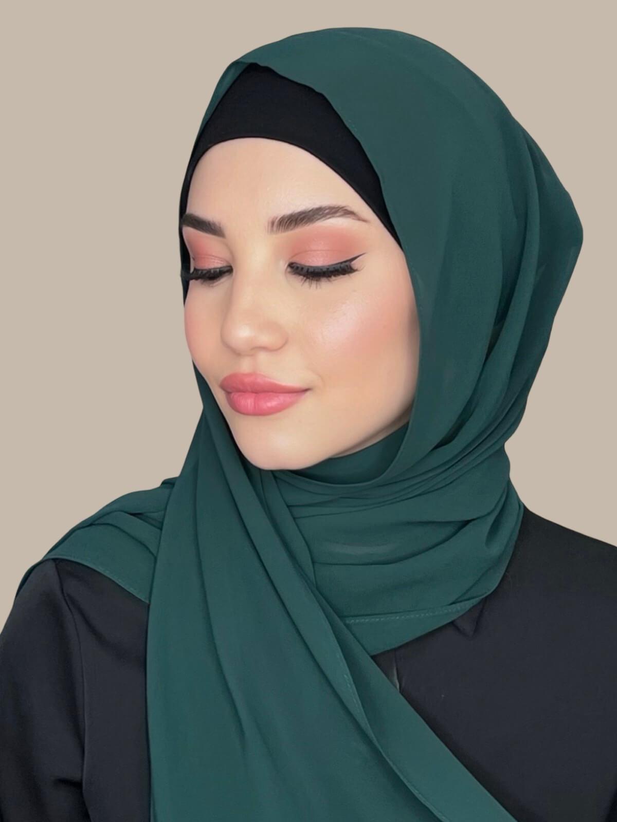 Luxury Chiffon Hijab-Deep Green