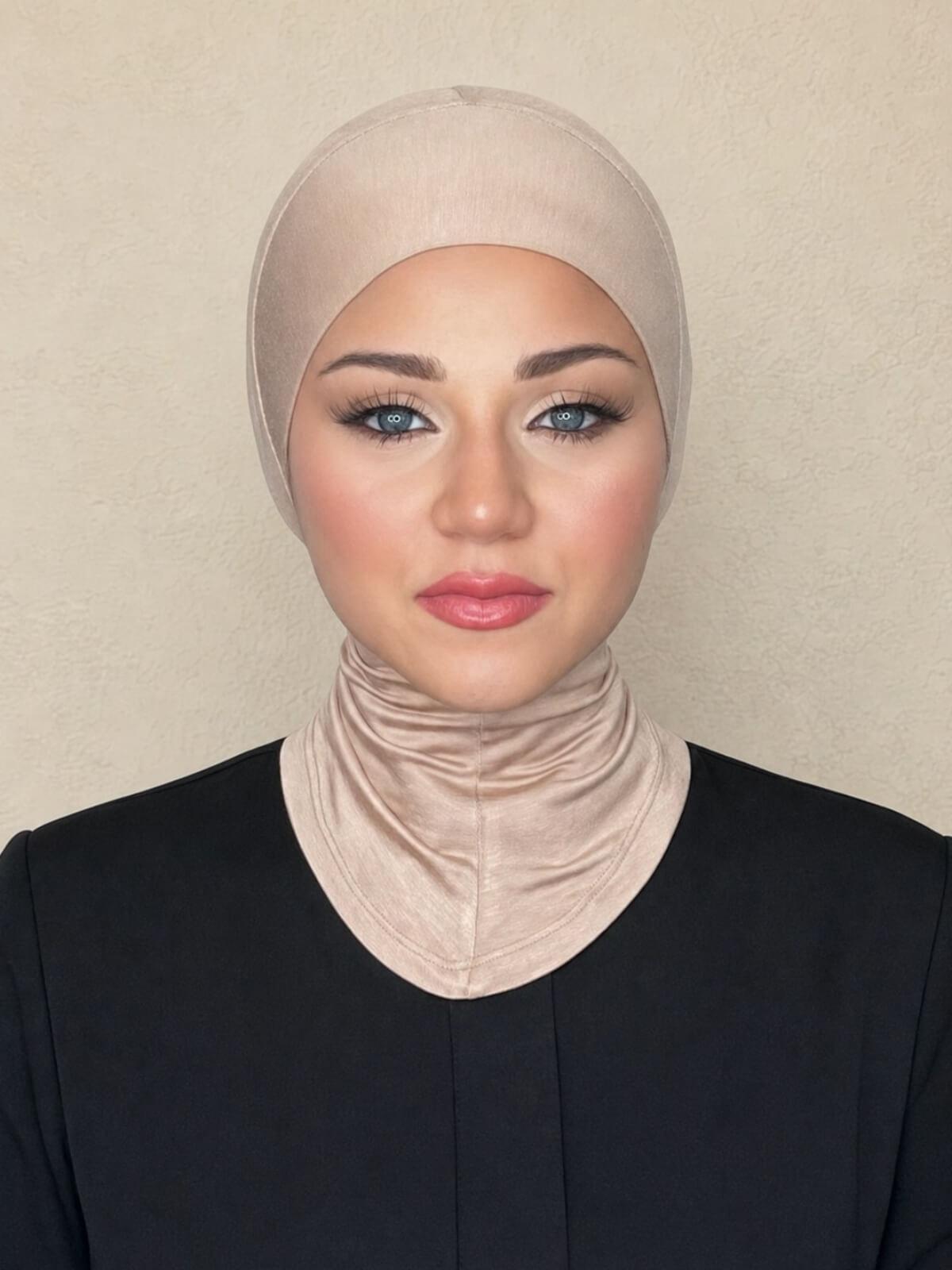 Premium Jersey Full Coverage Underscarf-Warm Taupe