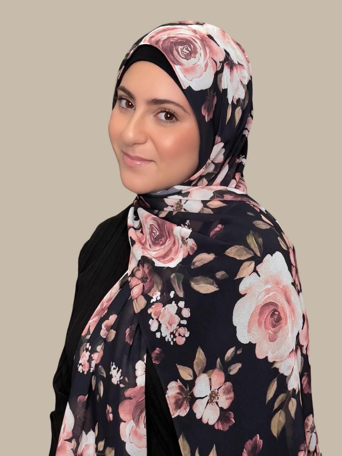 Modish Girl Printed Chiffon Hijab-Breathless Blossom