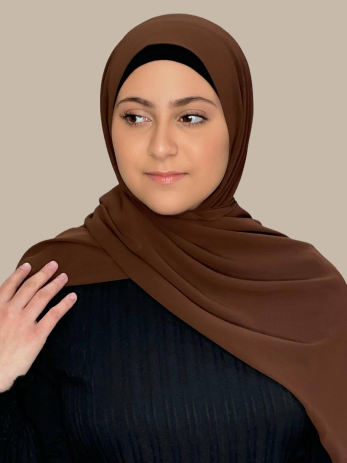 Modish Girl Luxury Chiffon Hijab-Brunette