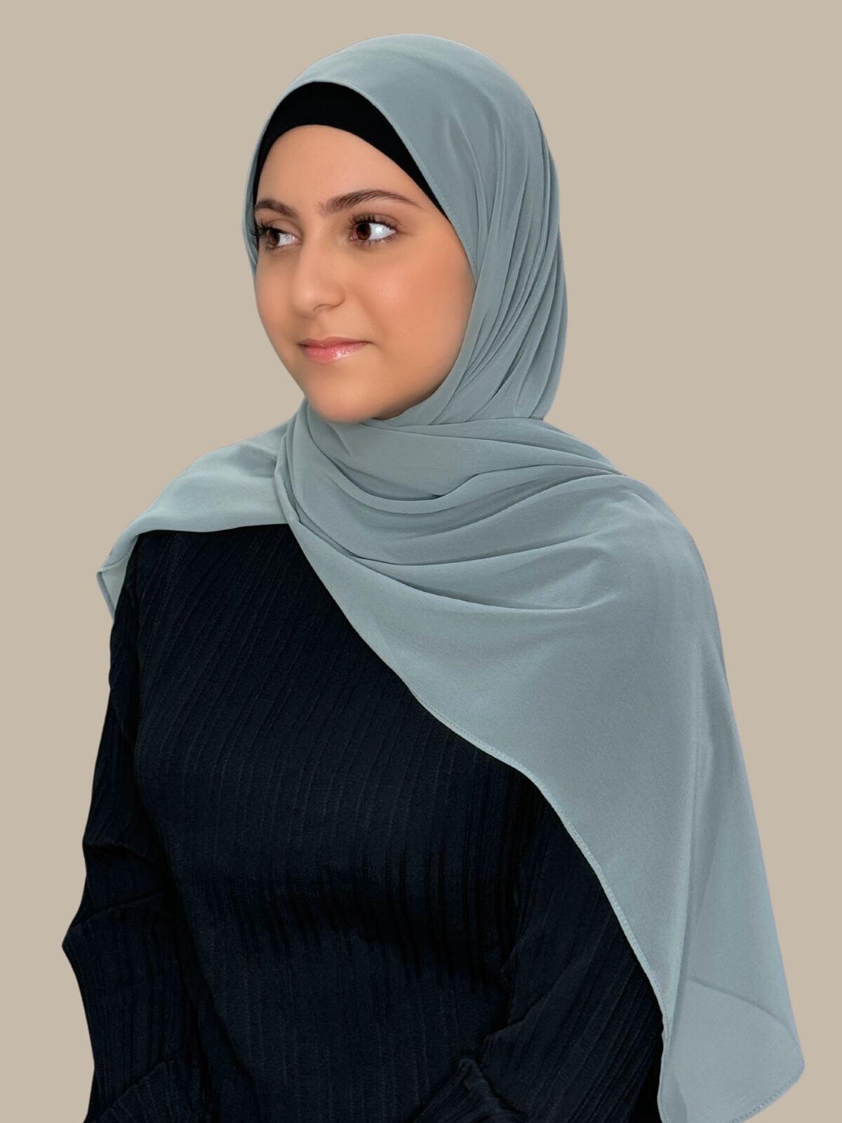 Modish Girl Luxury Chiffon Hijab-Stone Green