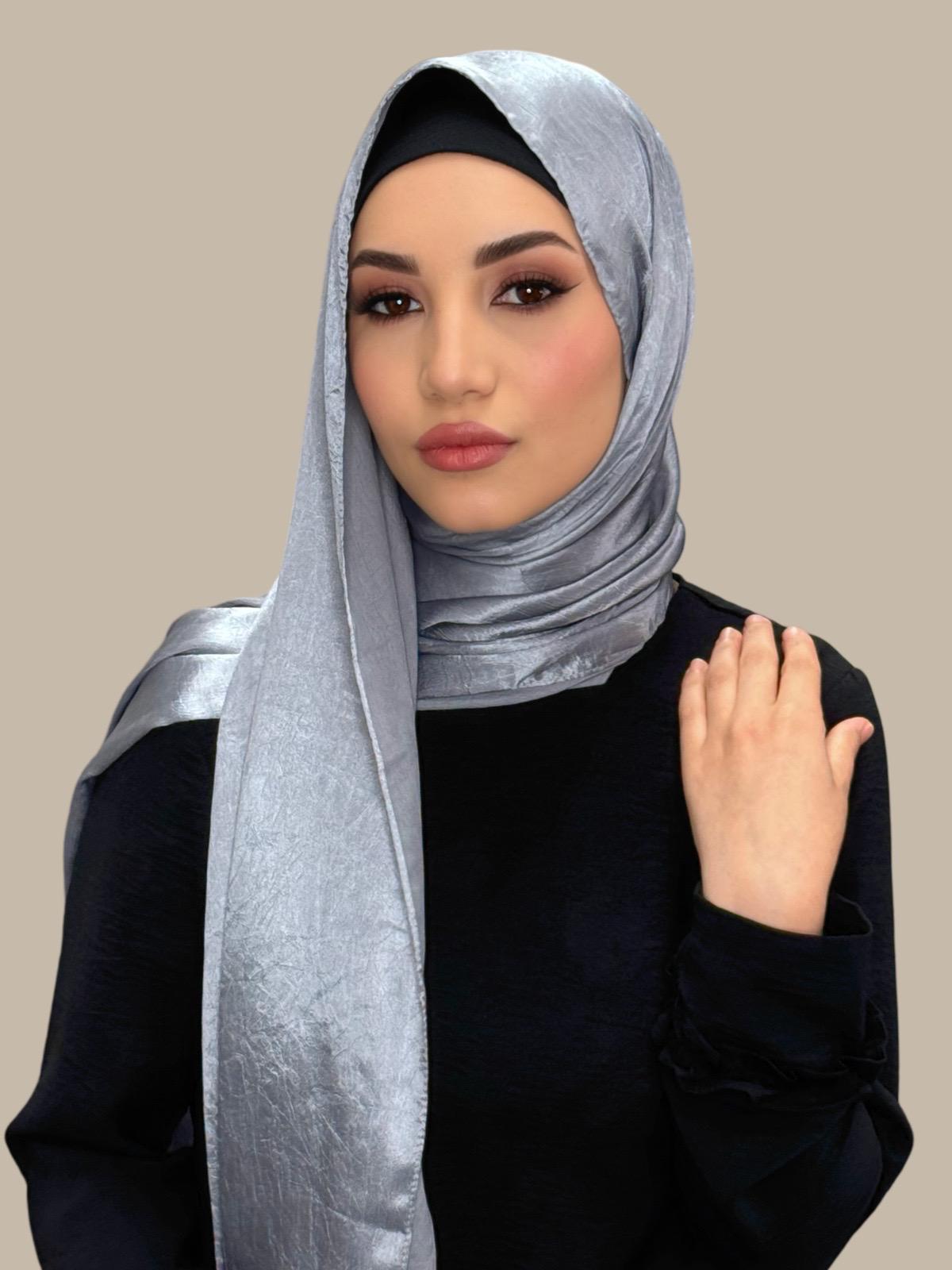 Classic Satin Hijab-Slate Dove Grey