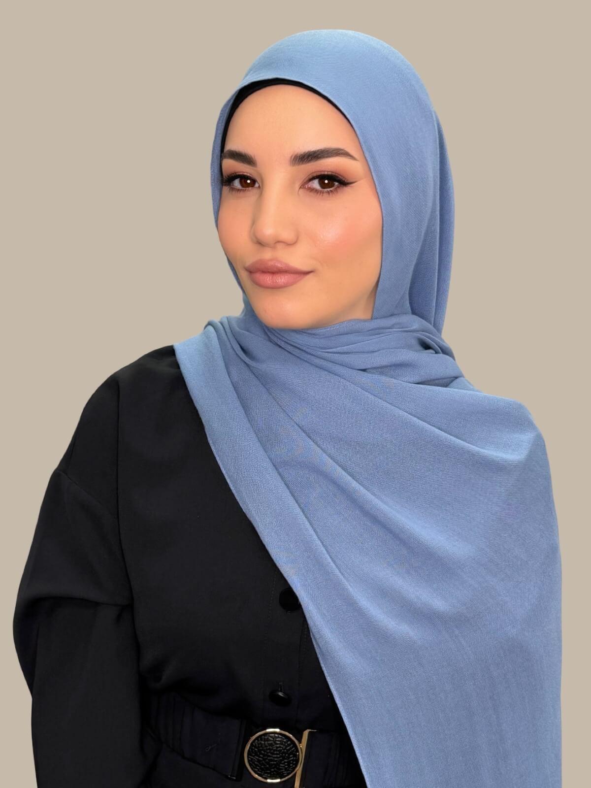 Cotton Modal Hijab-Steel Blue
