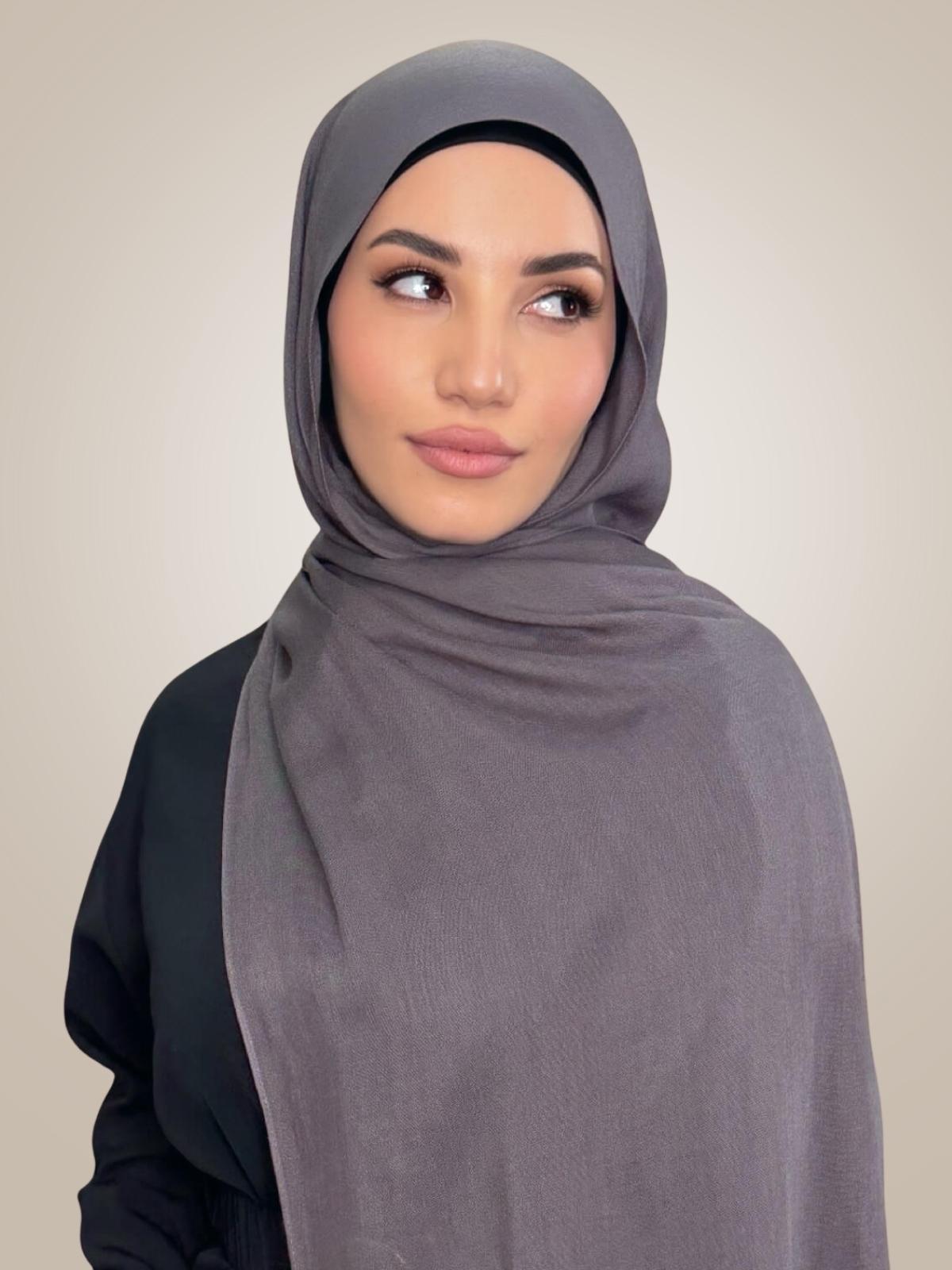Cotton Modal Hijab-Graphite Grey