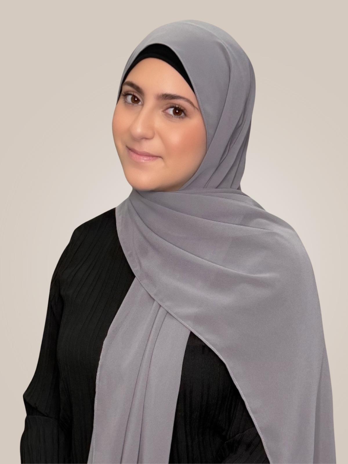 Modish Girl Luxury Chiffon Hijab-Fossil Grey