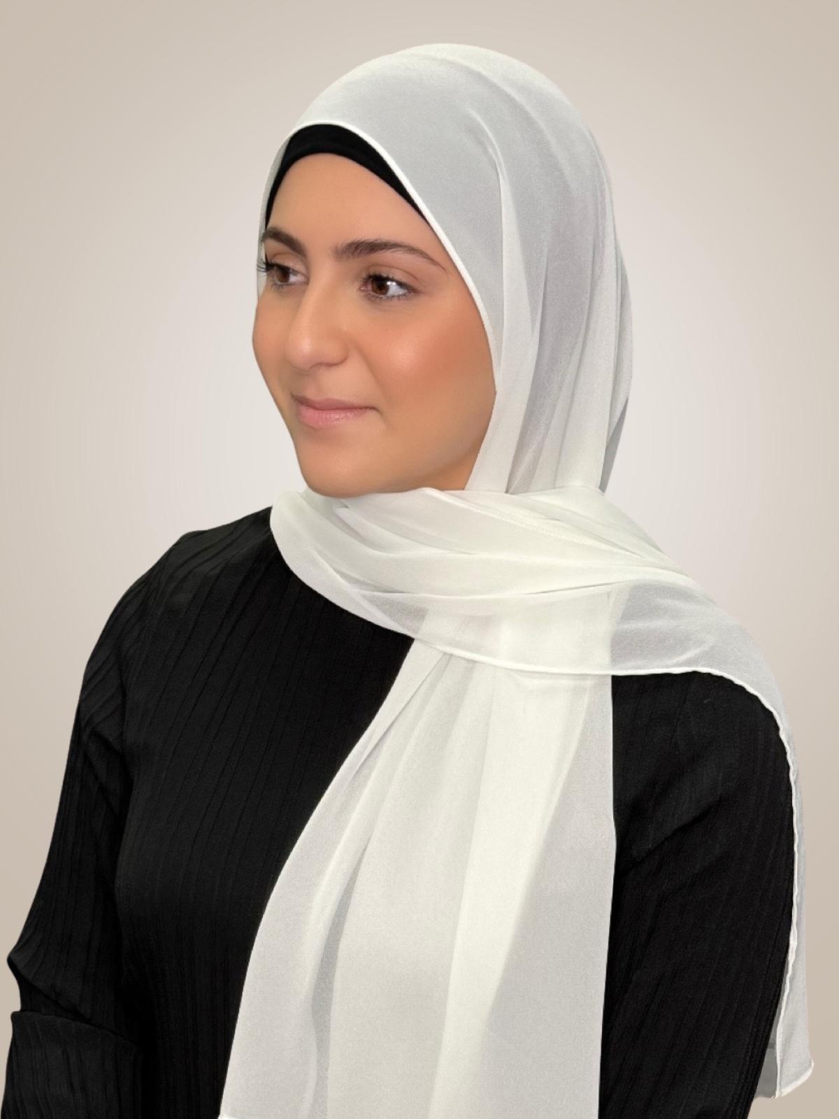 Modish Girl Luxury Chiffon Hijab-Floral White