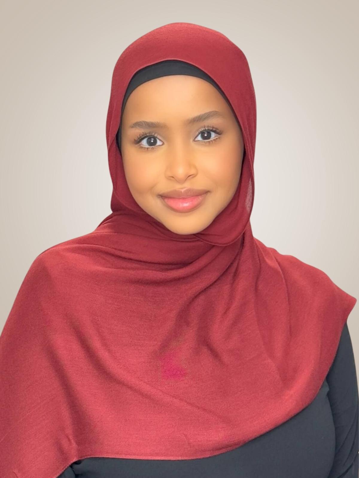 Cotton Modal Hijab-Jam Red