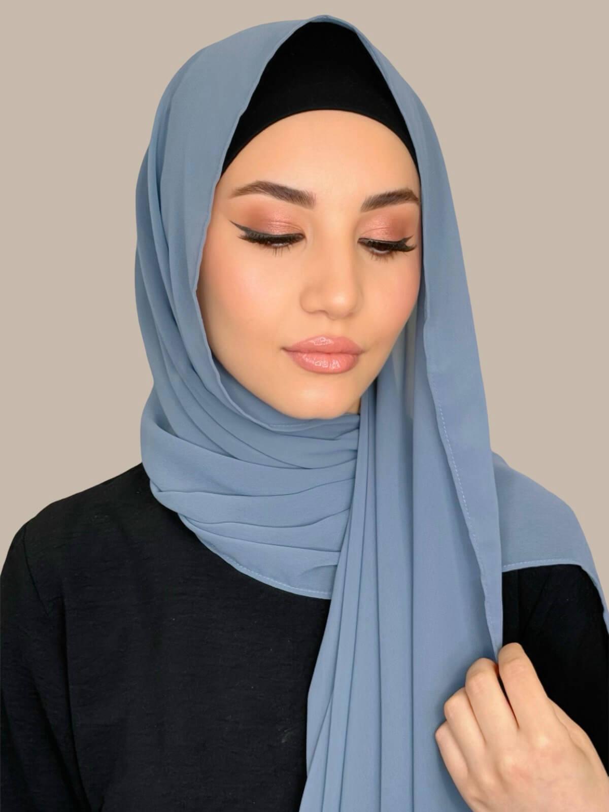 Luxury Chiffon Hijab-Dusty Blue