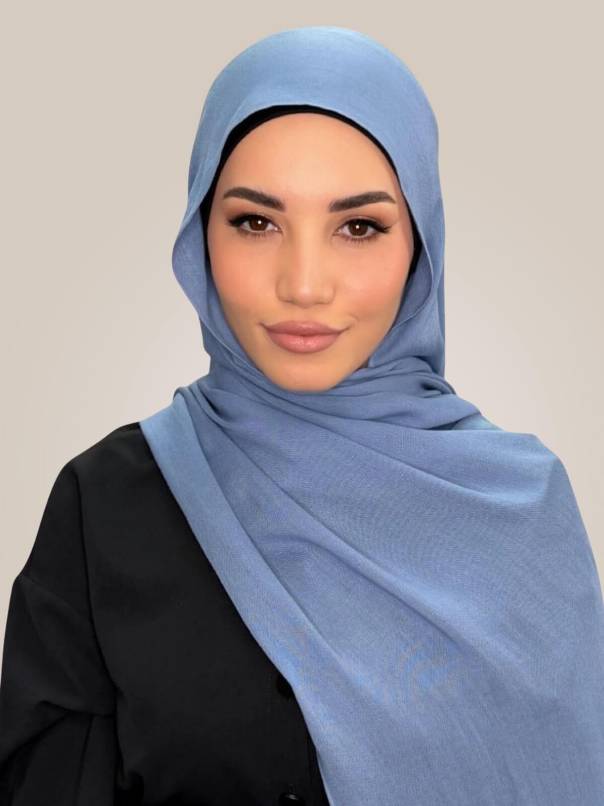 Cotton Modal Hijab-Steel Blue