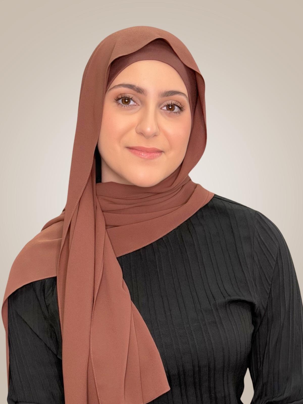 Modish Girl Matching Chiffon Hijab Set-Burnt Redwood