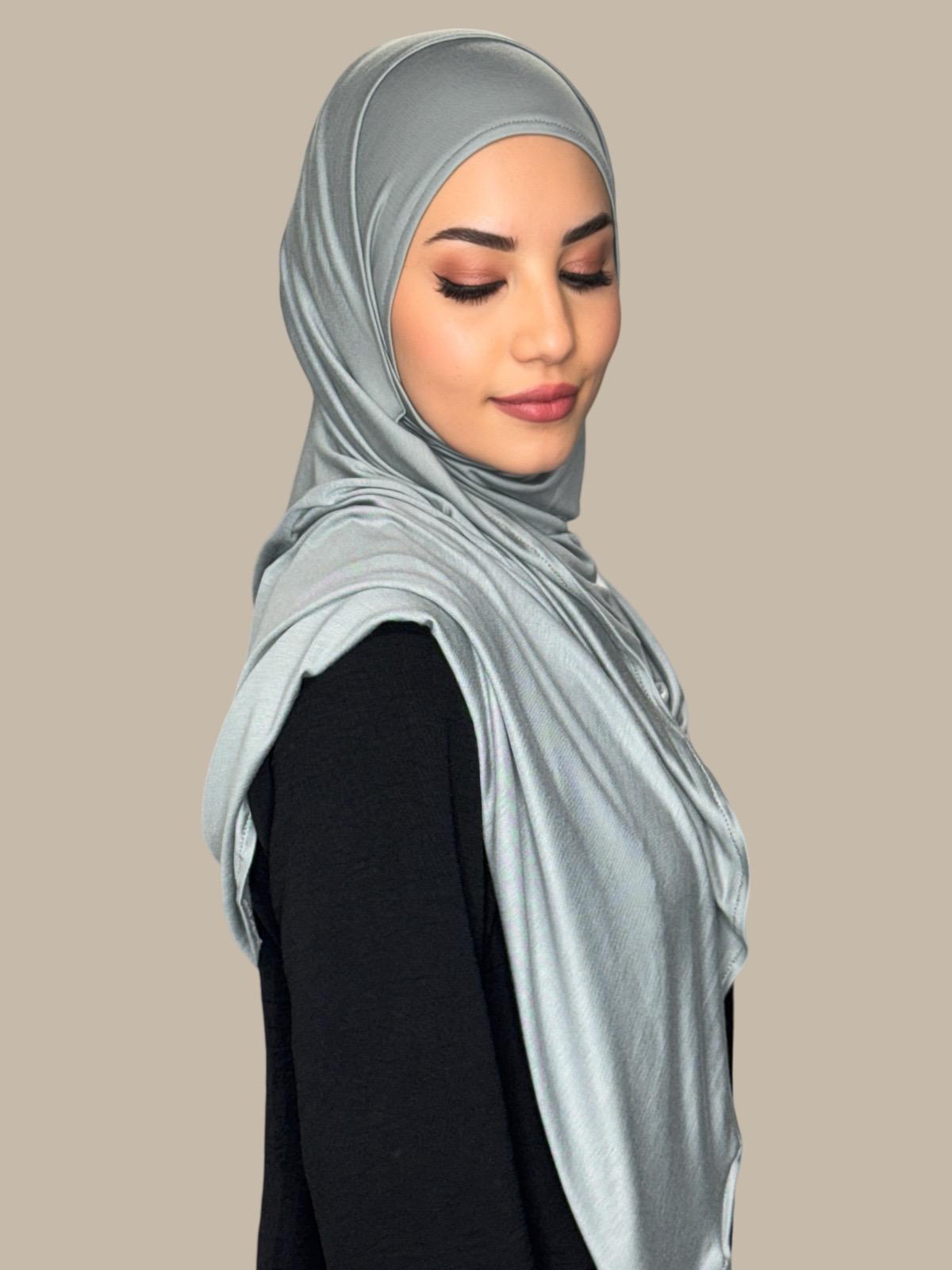 Pre-Sewn Jersey Hijab-Stone Green