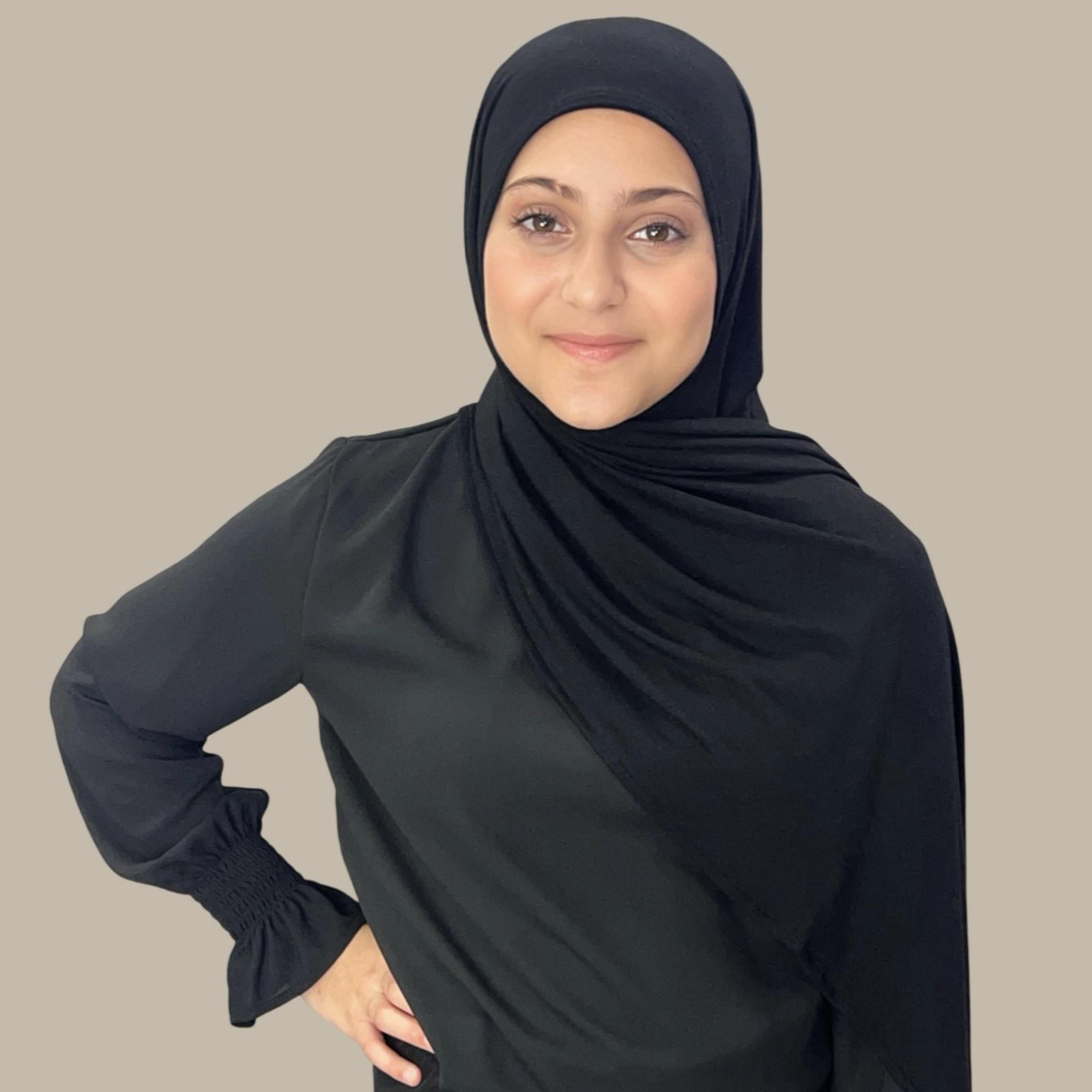 Modish Girl Pre-Sewn Jersey Hijab-Black