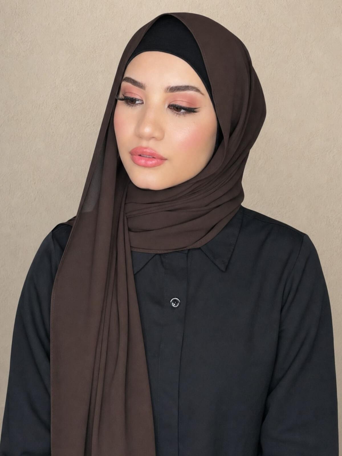 Luxury Chiffon Hijab-Brown