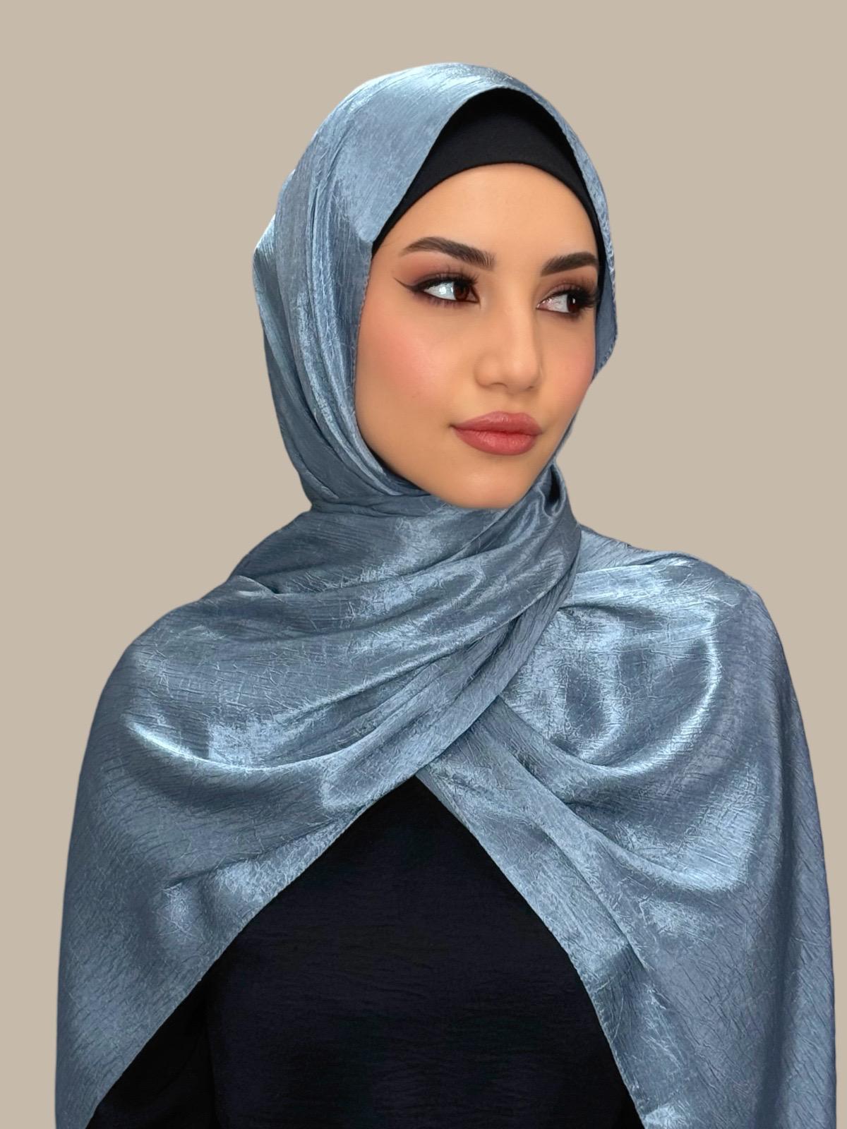 Classic Satin Hijab-Jean Blue