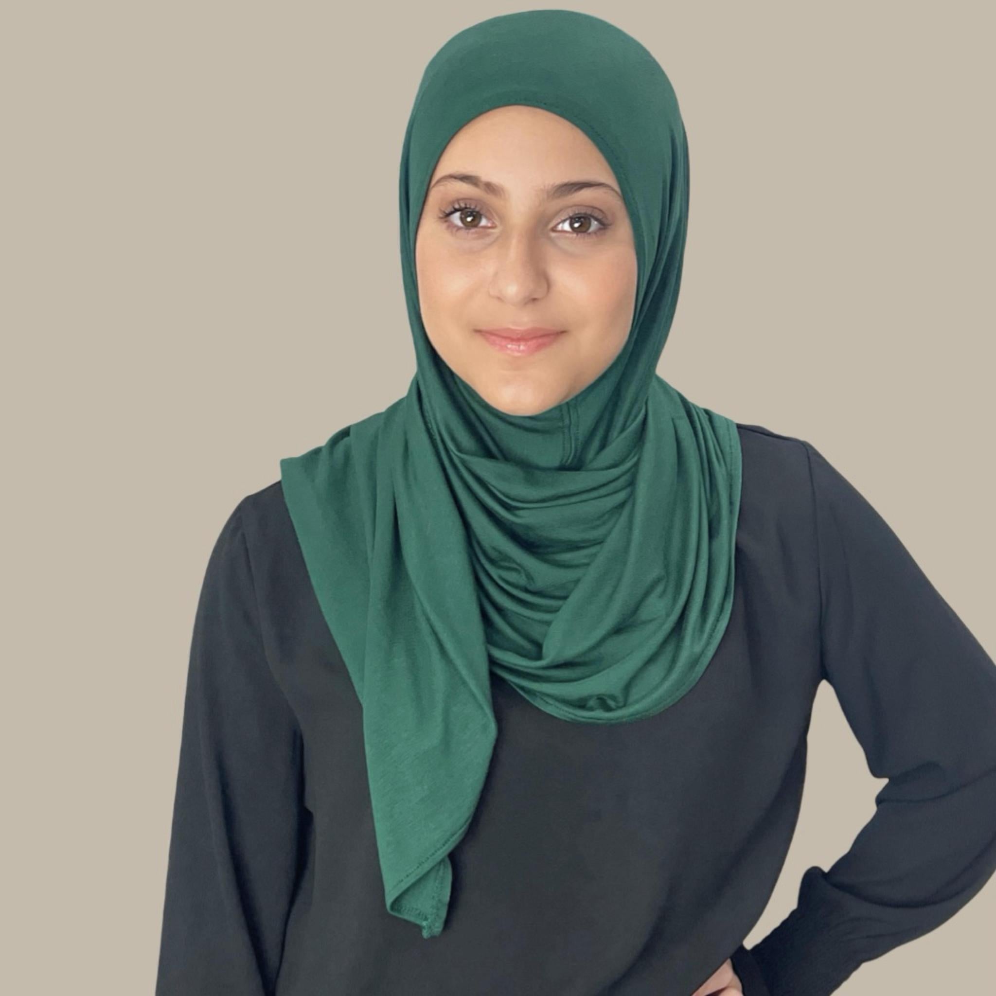 Modish Girl Pre-Sewn Jersey hijab-Forrest Green