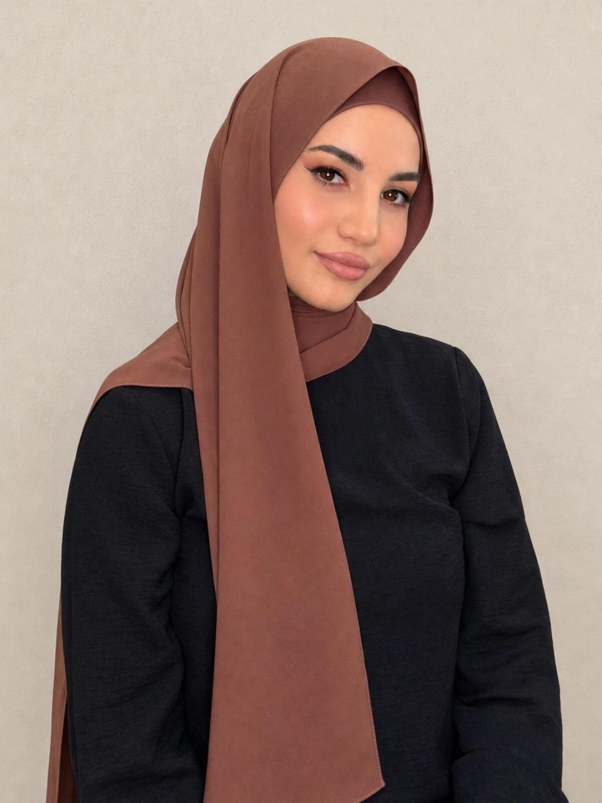 Matching Chiffon Hijab Set-Burnt Redwood