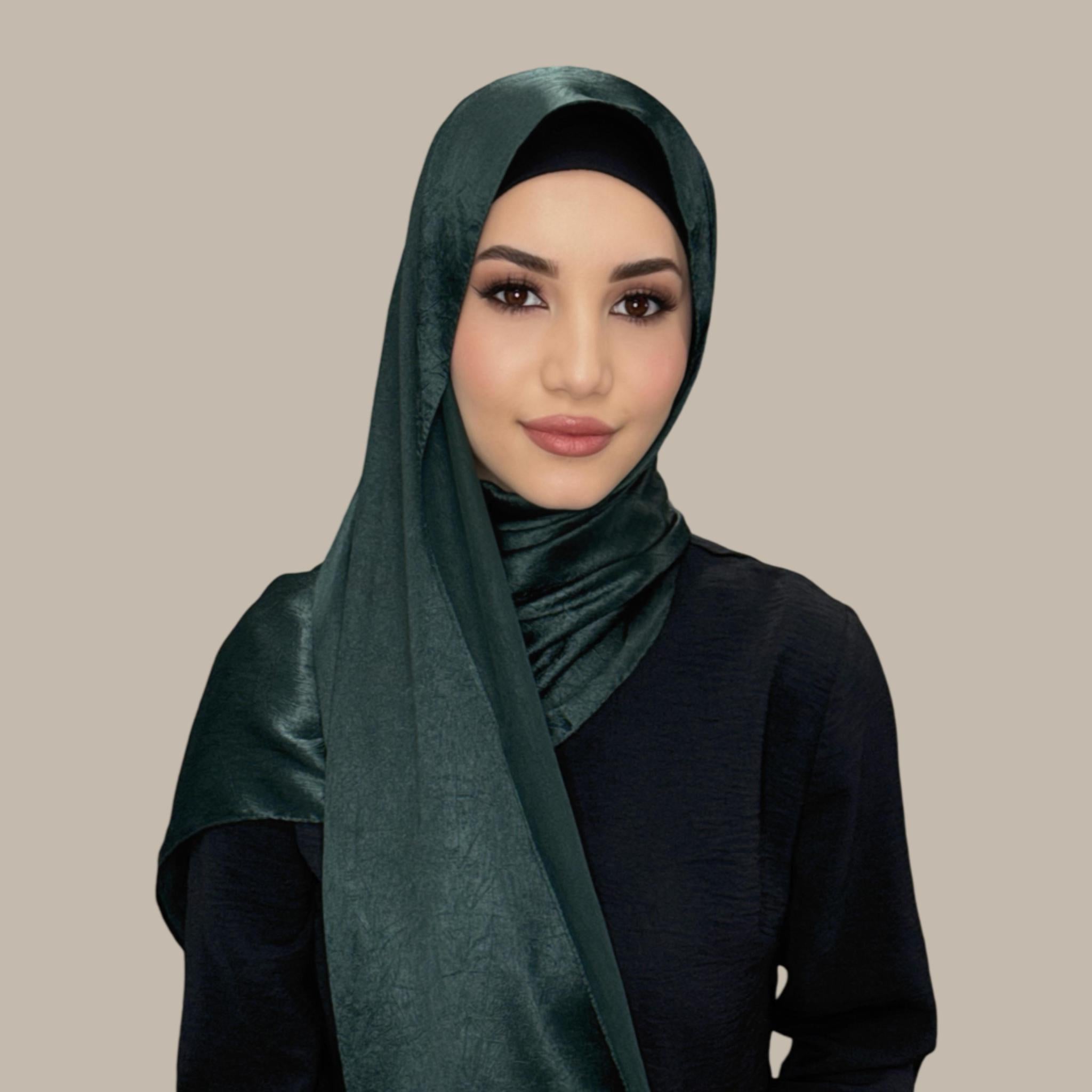 Classic Satin Hijab-Dark Green