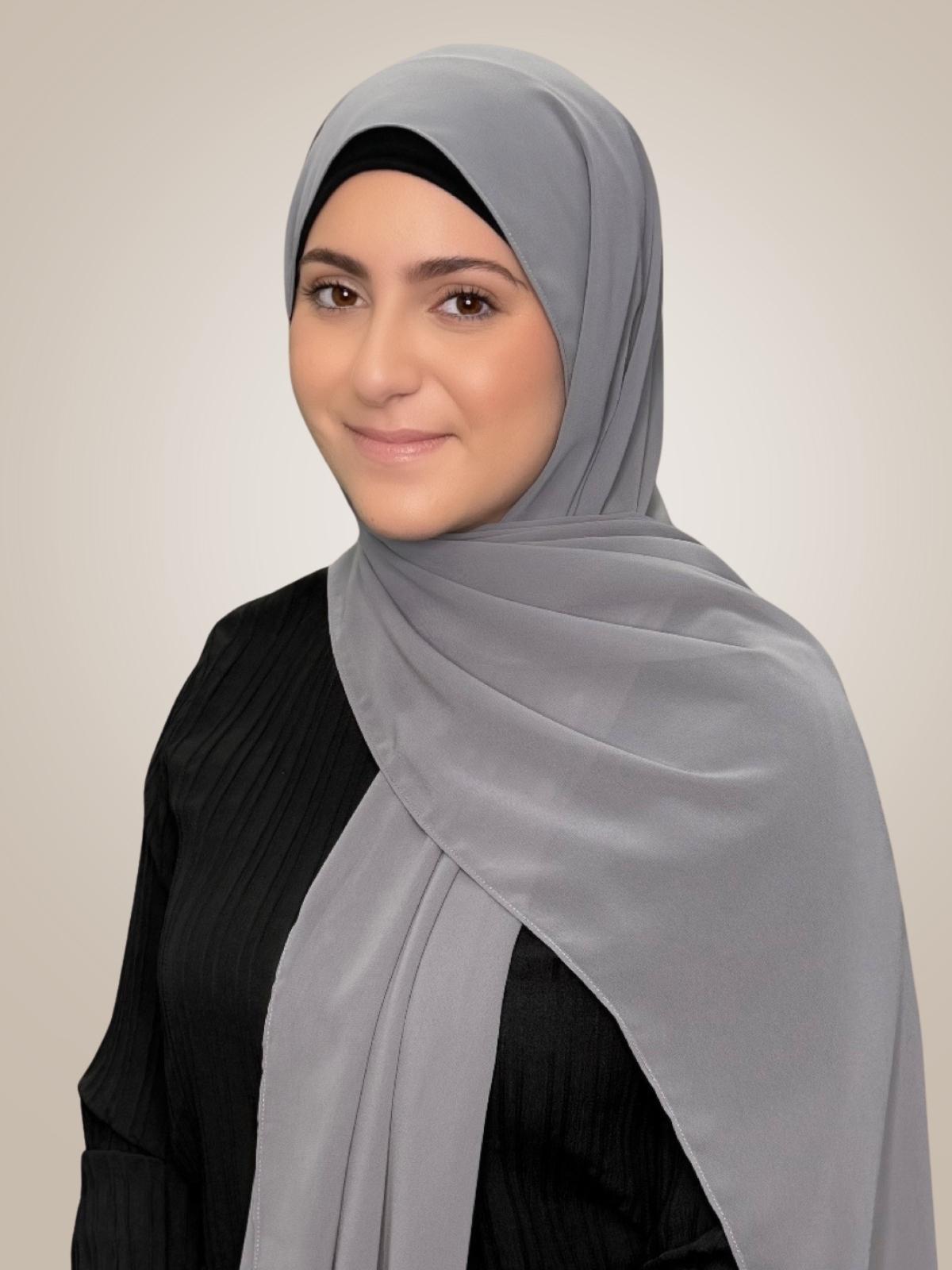 Modish Girl Luxury Chiffon Hijab-Fossil Grey