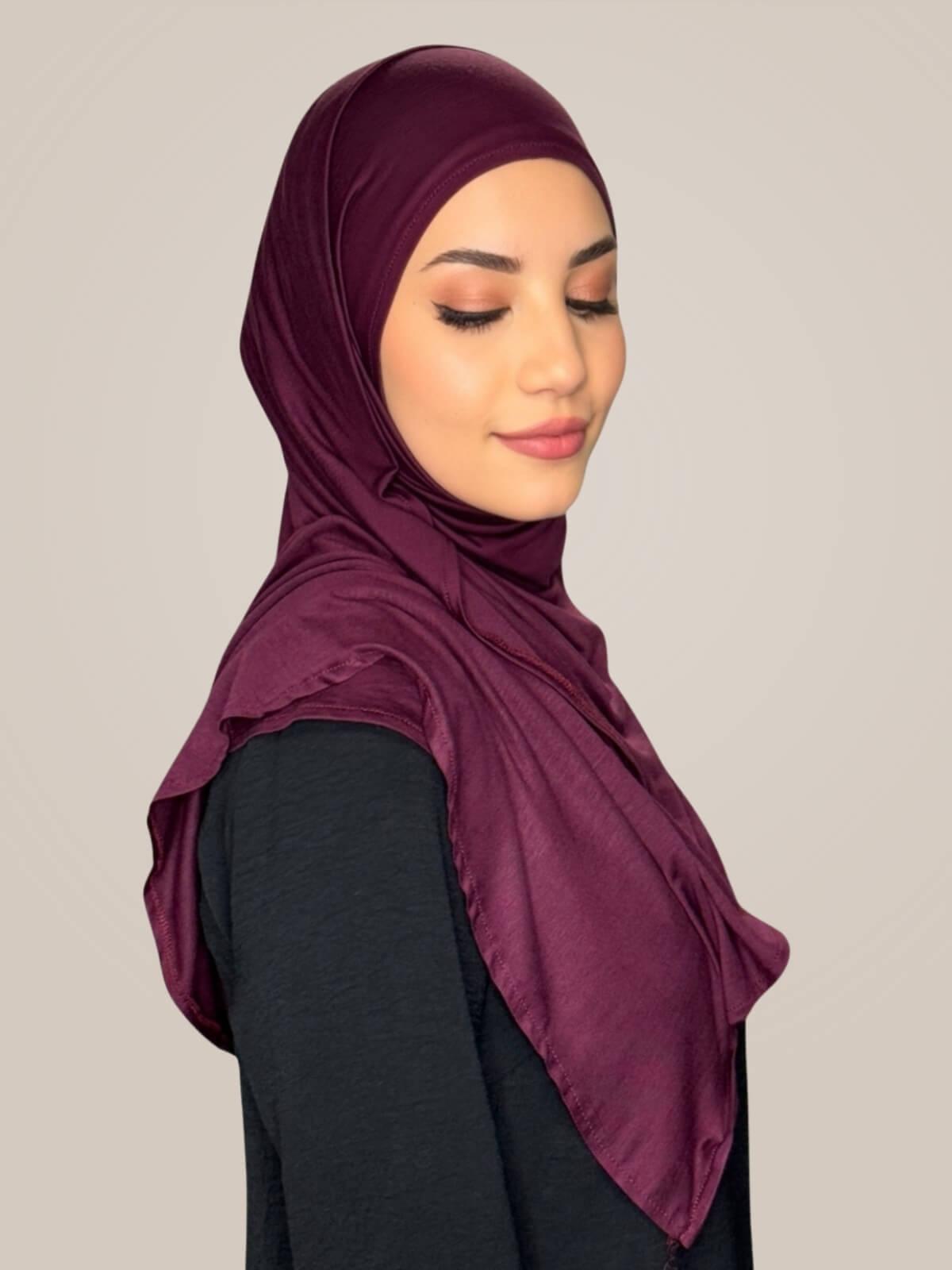 Pre-Sewn Jersey Hijab-Wine