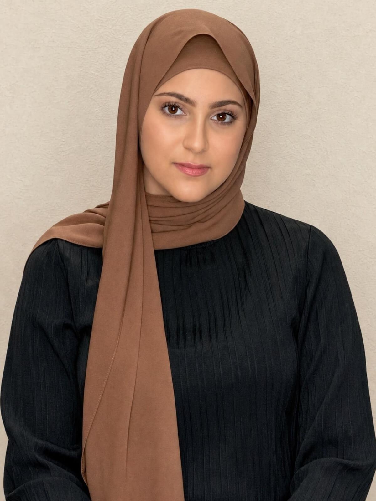 Modish Girl Matching Chiffon Hijab Set-Cinnamon