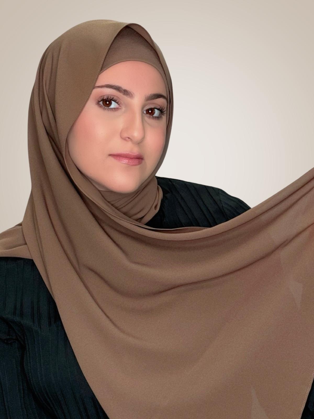 Modish Girl Matching Chiffon Hijab Set-Walnut Brown