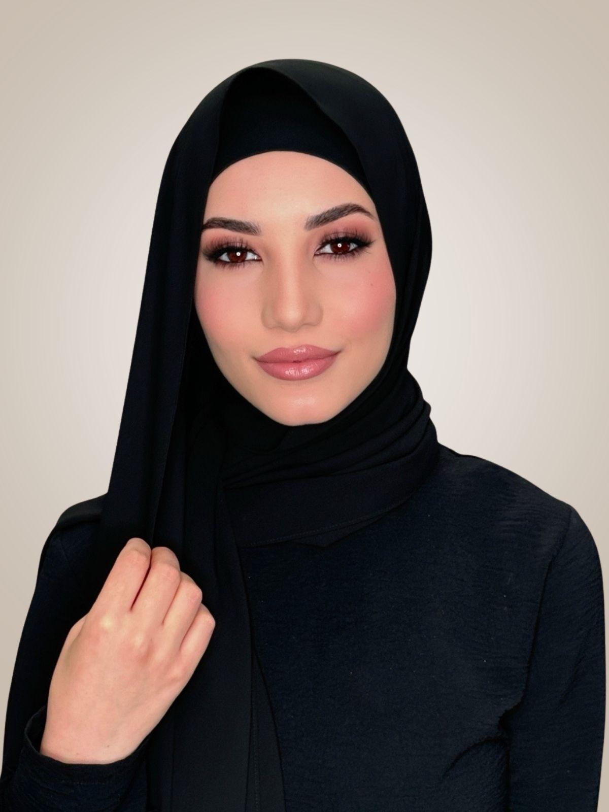 Matching Chiffon Hijab Set-Black