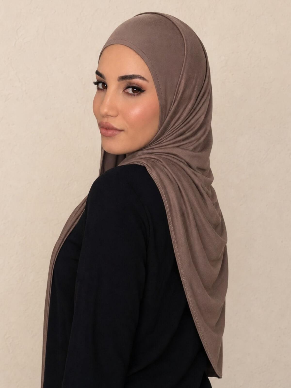 Pre-Sewn Jersey Hijab-Truffle