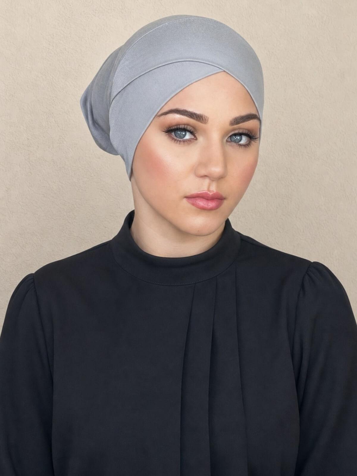 Premium Jersey Cross Front Underscarf-Chic Grey