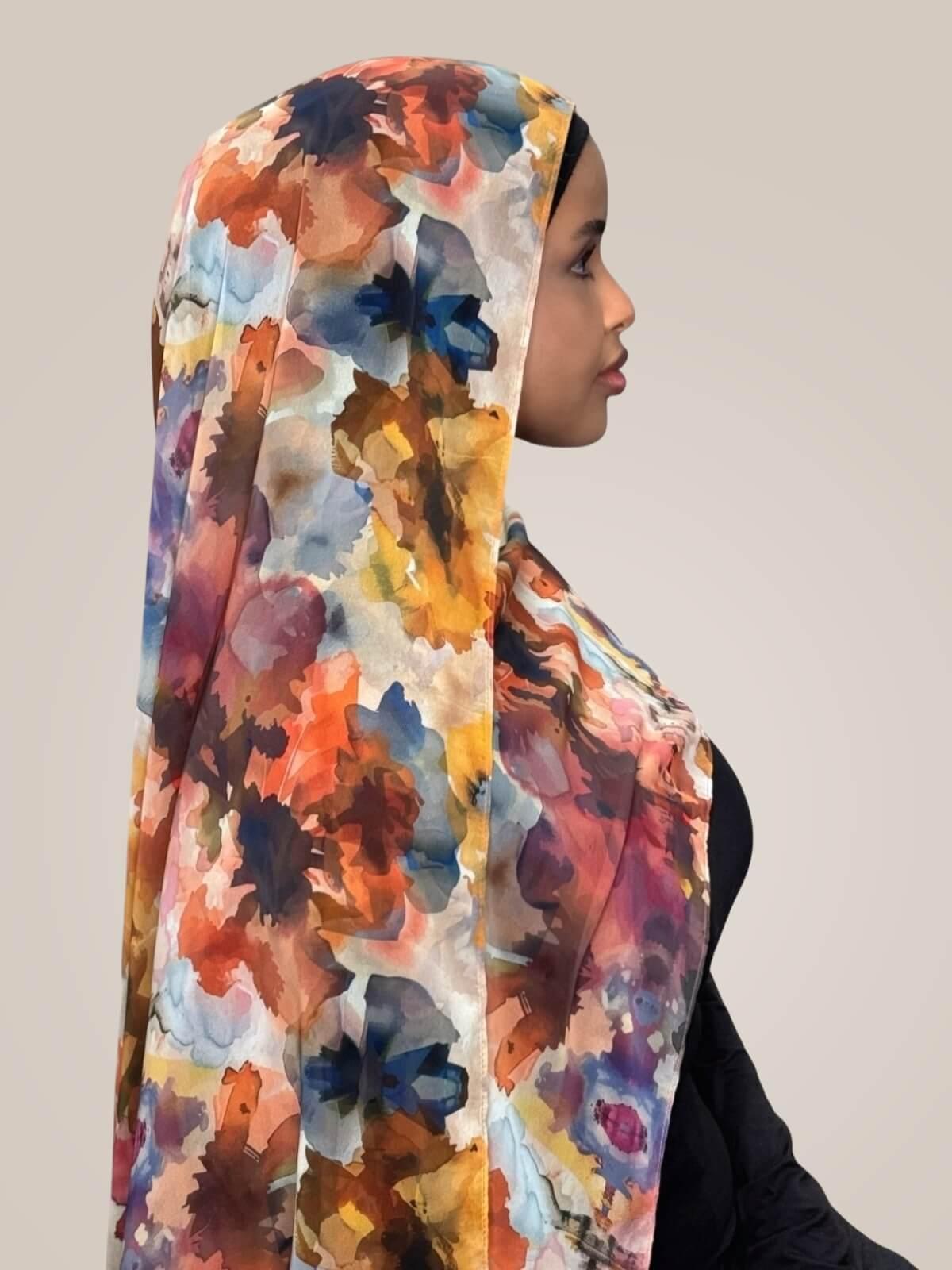 Printed Chiffon Hijab-Sienna Petals