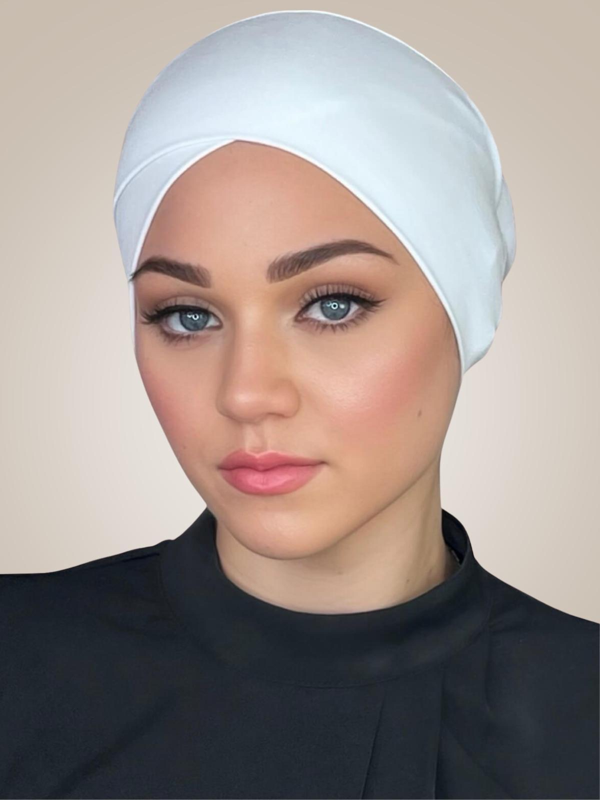 Premium Jersey cross front underscarf-White