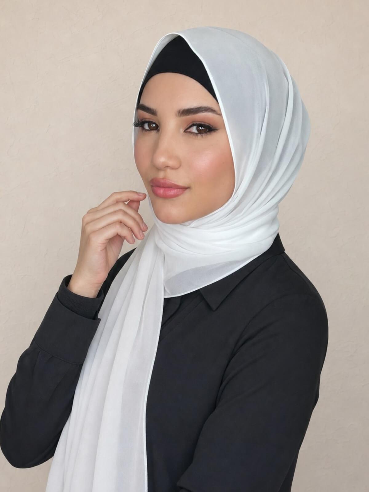 Luxury Chiffon Hijab-Pearl White