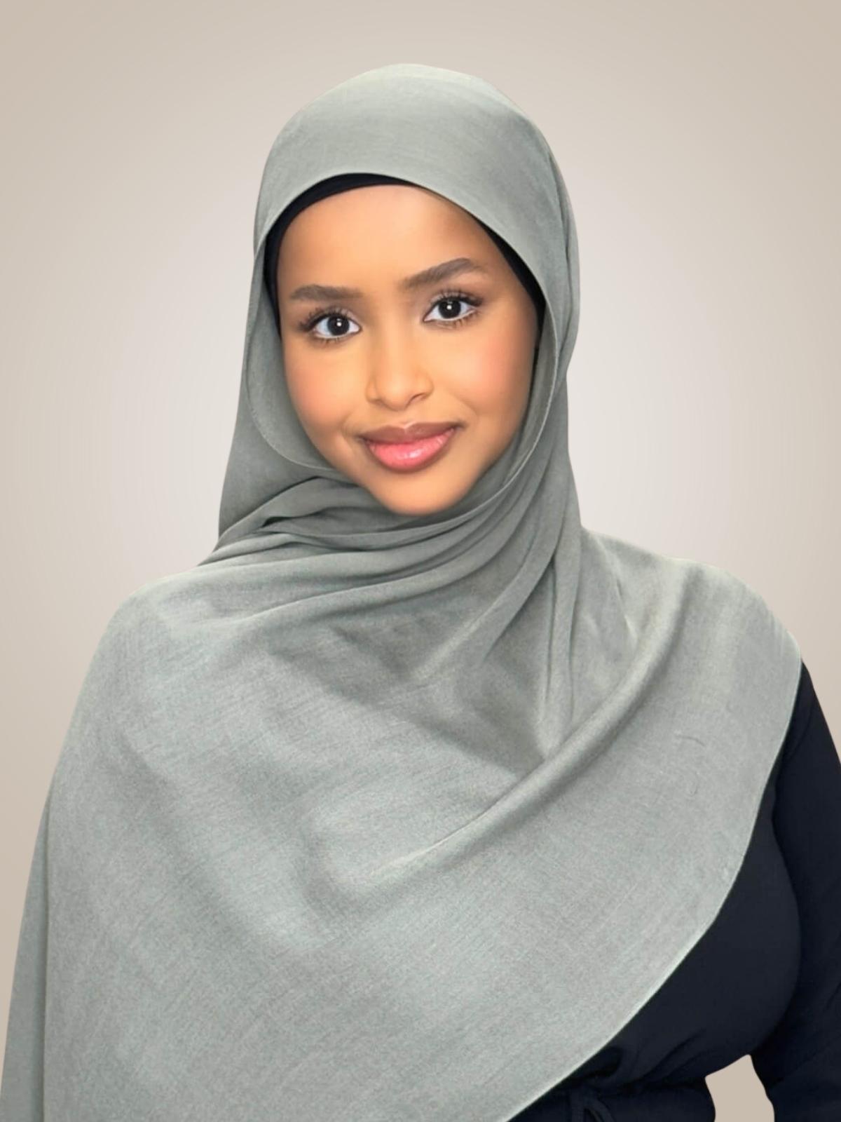 Cotton Modal Hijab-Slate Green