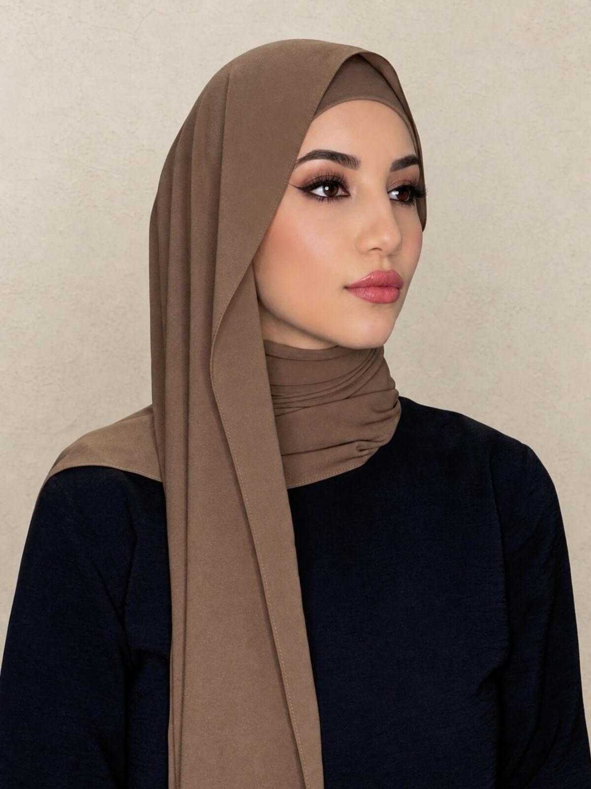 Matching Chiffon Hijab Set-Walnut Brown