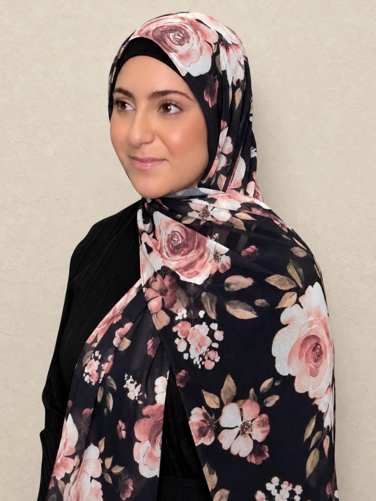 Modish Girl Printed Chiffon Hijab-Breathless Blossom