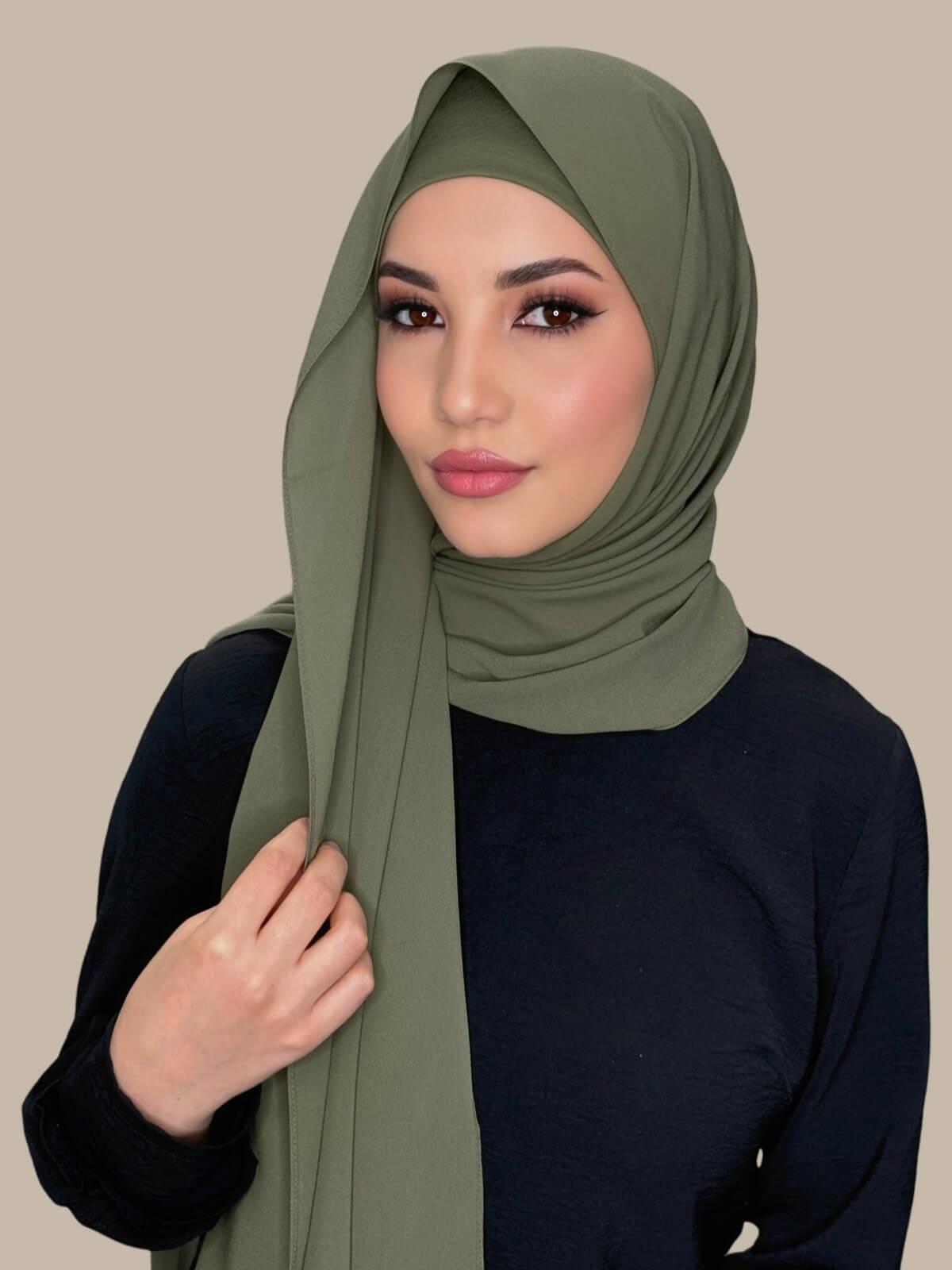 Matching Chiffon Hijab Set-Dusty Olive