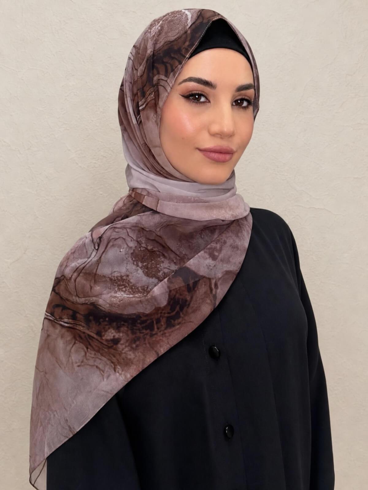 Printed Chiffon Hijab-Desert Dust